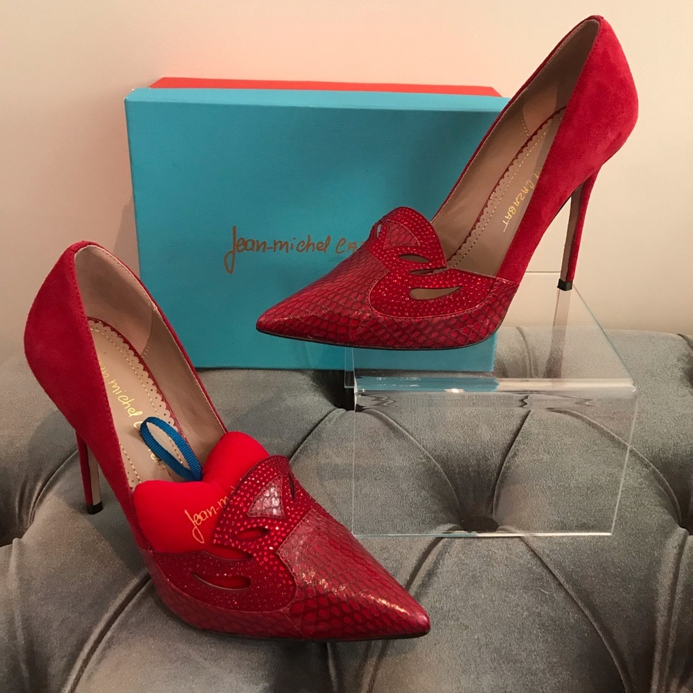 Jean Michael cazabat 39.5 Red Suede Pumps New ❤️